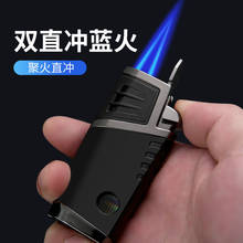 Double Straight Flame Gas Lighter Windproof Metal Butane Torch Lighter Smoking Set Cigar Gadget Men's Exquisite Gift 2024 - buy cheap