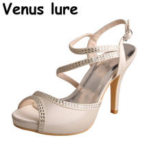 Venus lure sapatos femininos casamento nupcial salto alto branco plataforma marfim festa à noite sandálias de baile 2024 - compre barato