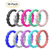 Wave Pattern 3mm Wide Silicone Ring 10 Colors Group Female Wedding Ring Food Grade FDA Silicone Rings Flexible Rubber Ring 2024 - buy cheap