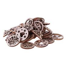 50pcs Laser Cut Wood Embellishment Wooden snowflake Shape Craft Wedding Decor 090C for party and wedding 2024 - buy cheap