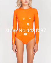 100% Nature Latex Handmade Leotard Swimsuit Orange Latex Tight Costumes Bodysuit Latex Long Sleeve Clothes XS-XXXL(no zipper) 2024 - buy cheap