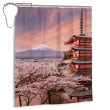 Japanese Cherry Mount Fuji Shower Curtains Waterproof Polyester Nordic Home Decoration Bath Room Bathroom Decor 2024 - buy cheap