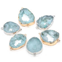 Natural Irregural Shape Druzy Agates Pendant  Connectors Hollow Charms For DIY Necklace Jewelry Making Gift 25x35-30x40mm 2024 - buy cheap