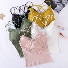Summer Tank Top Women Crop Tops Sexy Lingerie Beauty Back Seamless Underwear Lace Bralette Camis Female Padded Camisole Femme 2024 - buy cheap
