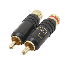 1 par banhado a ouro cobre rca plug conector de solda bloqueio áudio vídeo plug 53mm x 13mm 2024 - compre barato