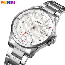 Skmei relógio masculino de quartzo, relógio impermeável de aço inoxidável luxuoso para homens com mostrador de data, relógio para trabalho de marca para homens 2024 - compre barato