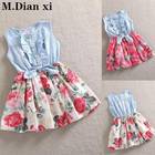 Meninas vestido de verão 2019 nova versão coreana das crianças do algodão areia lavagem denim flor vestido 2026 - compre barato Meninas vestido de verão 2019 nova versão coreana das crianças do algodão areia lavagem denim flor vestido 2026 - compre barato