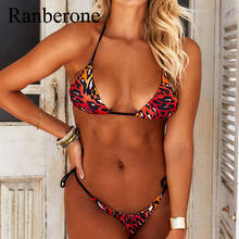 Bikini Set 2 Pieces Bandage Strappy Swimwear Backless Swimsuit Leopard Push Up Bathing Suit Sexy Thong Bikini Set Beach Clothing 2024 - buy cheap