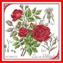 Amor Eterno, rosa roja (2) China, Kits de punto de cruz, algodón ecológico, estampado claro, 14 regalos DIY, decoración de Navidad 2024 - compra barato