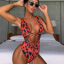 V pescoço envoltório em torno de leopardo um pedaço maiô feminino banho brasileiro banhista bandeau senhora halter monokini 2024 - compre barato