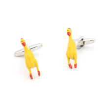 Cute Animal Design Screaming Chicken Cufflinks For Men Quality Brass Material Yellow Color Cuff Links Wholesale&retail 2024 - buy cheap