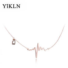 YiKLN-collar con colgante de acero inoxidable para mujer, cadena con forma de corazón, Color oro rosa, joyería, YN17014 2024 - compra barato