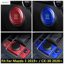 Anillo de botón de inicio y parada para Mazda 3, marco de Panel de engranaje de Metal, ABS azul/rojo, Interior, 2019 - 2021 / CX-30 2020 2021 2024 - compra barato