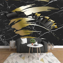 Papel de parede 3d personalizado milofi, mural tropical, preto, folha de ouro, nobre, padrão de mármore, estrutura para sala de estar, quarto, decoração da parede 2024 - compre barato