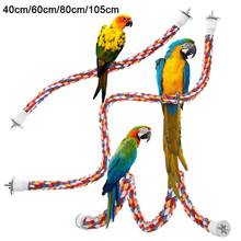 40cm Pet Bird Parrot Chewing Bar Swing Hanging Climbing Perch Cage Play Bite Toy Colorful Cotton Braided Bendable Thick Rope 2024 - купить недорого