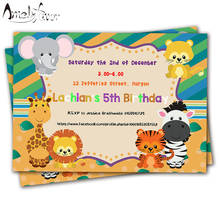 Safari Animals Theme Party Invitation Card 20PCS Birthday Party Decoration Supplies Blank Custom-made Giraffe Animal Invitations 2024 - buy cheap