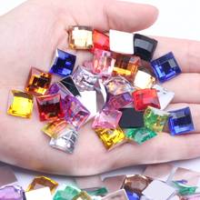 Acrylic Rhinestones Square Shape 30pcs 12mm Flatback Earth Facets Many Colors Flat Back Glue On Beads DIY Nail Art Decoration 2024 - buy cheap