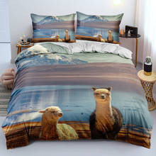 Jogo de edredom/colcha/edredon personalizado 3d, conjunto alpaca de roupa de cama animal 140x210cm queen size, texitles para casa 2024 - compre barato