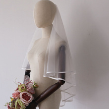 Women Bridal Veil Wedding Short Two Layers Ribbon Edge Wedding Veil With Comb 75*100 CM In Stocks Wedding Veil Short 2024 - buy cheap