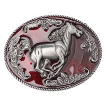 Men's Belt Buckle Parts Alloy Smooth Buckle Animal Horse Flower Pattern Red Background Series Buckle for 3.8-4CM wide Belt 2024 - buy cheap