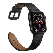 Correa de cuero para Apple watch, banda de 44 mm y 40mm para iWatch de 42mm y 38mm, correa de primera piel para Apple watch 4 5 3 2 1 2024 - compra barato