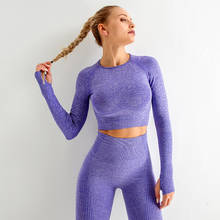 Women Seamless Yoga Set Gym Clothes Fitness Leggings+Long Sleeve Sport Suit Female Crop Top High Waist Tracksuit Workout Gymwear 2024 - buy cheap