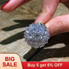 Роскошное кольцо с большим кристаллом и цирконием, мужское женское кольцо из серебра 925 пробы, обручальное кольцо, Винтажное кольцо для вечеринки, обручальное кольцо для женщин 2024 - купить недорого