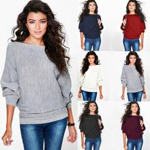Осенне-зимний модный женский свитер с рукавом летучая мышь  Свободный пуловер  свитер размера плюс женская одежда  одноцветные вязаные топы 2024 - купить недорого