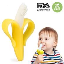 High Quality Baby Teether Toys BPA Banana Teething Ring Silicone Chew Dental Care Toothbrush Nursing Beads Gift For Infant 2024 - купить недорого