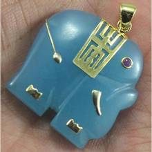 wholesale new design animal shape fine jewelry blue Natural jade elephant Pendant 2024 - buy cheap