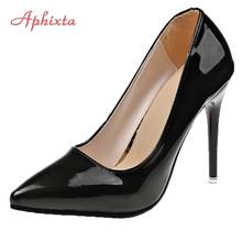 Aphixta 11.5cm Office Thin Heels Pumps Women Shoes Pointed Toe Patent Leather Wedding Dress Shoes Woman Chaussures Femme 2024 - buy cheap