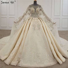 Serene Hill-vestido de novia de lujo de alta gama, con lentejuelas champán, con cuentas, Mangas de capa, Sexy, hecho a medida, CHX0100, 2020 2024 - compra barato