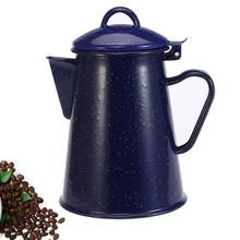 Tetera de café esmaltada de 1.2L, hervidor de agua para té a mano, decoración Vintage para el hogar, azul cielo estrellado, herramientas de cafetería 2024 - compra barato