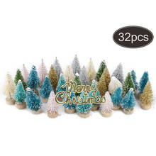 33Pcs Fake Pine Tree Small DIY Christmas Tree Mini Sisal Bottle Brush Christmas Tree Santa Snow Frost Village House Decoration 2024 - buy cheap