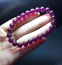 Pulsera de cuarzo púrpura Natural para mujer, brazalete transparente de 7mm, 8mm, 9mm, cuentas de cristal redondas de granate, pulsera elástica AAAAAA 2024 - compra barato