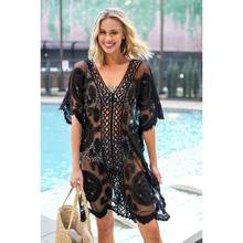 Women's Summer Bathing Suit Lace hollow out V neck Crochet Bikini Swimwear Cover Up Beach Dress 2024 - buy cheap