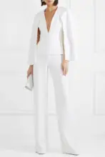 Ivory-Mono de boda con chaqueta, traje de satén con cuello en V profundo, barato, hecho a medida, vestidos de novia de moda 2024 - compra barato