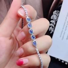 Sapphire bracelet Free shipping 100% Real natural sapphire Bracelet 925 sterling silver Bracelet 2024 - buy cheap