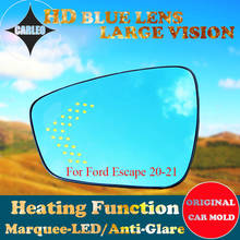 Par de lentes de espelho retrovisor automotivo, lentes de vidro azul grande com aquecimento, iluminação, luz led, para ford kuga escape 20-21 2024 - compre barato