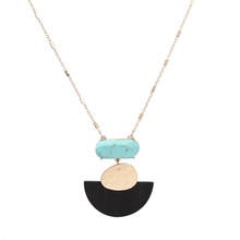 2 Colors Semicircle Wood White Green Kallaite Stone Pendant Necklace Gold Chain Sweater Necklace Geometric Body Jewelry 2024 - buy cheap