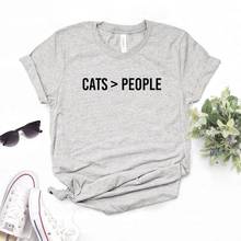 Camisetas con estampado de gatos grandes que personas para mujer, camiseta divertida informal de algodón para mujer, camiseta Hipster, 6 colores, NA-652 2024 - compra barato