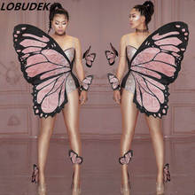 Women Cosplay Costume Butterfly Wing Rhinestones Bodysuit Dance Costume Stage Performance Role-playing Clothing Bar Party Wear 2024 - buy cheap