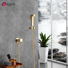 Onyzpily Bidet Faucet Golden Brushed Gold Toilet Hand Bidet Faucet Wall Mounted Stainless Steel Hose Bidet Sprayer Set Kit 2024 - buy cheap