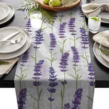 Caminos de mesa estampados con temática de lavanda, mantel de algodón y lino moderno, decoración de boda, fiesta y Navidad para el hogar 2024 - compra barato