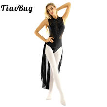 Женский танцевальный костюм TiaoBug, блестящие стразы, без рукавов, балетные гимнастические леотарды, платье для фигурного катания, костюм для танцев 2024 - купить недорого