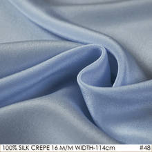 Crepe chinês de seda 114 cm de largura 16 m/m /100% seda pura amoreira cor fosca feminina vestido de noite tecido cinza azul sem 48 2024 - compre barato