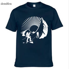 Модная футболка с принтом «горный подъем», хлопковая футболка с коротким рукавом, летняя повседневная мужская футболка с круглым вырезом, крутые футболки 2024 - купить недорого