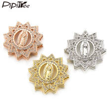 Pipitree Sun & Virgin Mary Beads Charms fit 10mm Mesh Bracelet Copper Cubic Zirconia DIY Slider Beads Jewelry Making Accessories 2024 - buy cheap