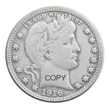 Dólares do quarto de barbeiro 1916 p/d banhados a prata cópia de moeda 2024 - compre barato