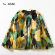 Autumn Winter Faux Fur Coat Women 2019 Elegant Plus Size Multicolor Short Fur Jackets Female Thick Warm Cardigans Women Outwear 2024 - buy cheap